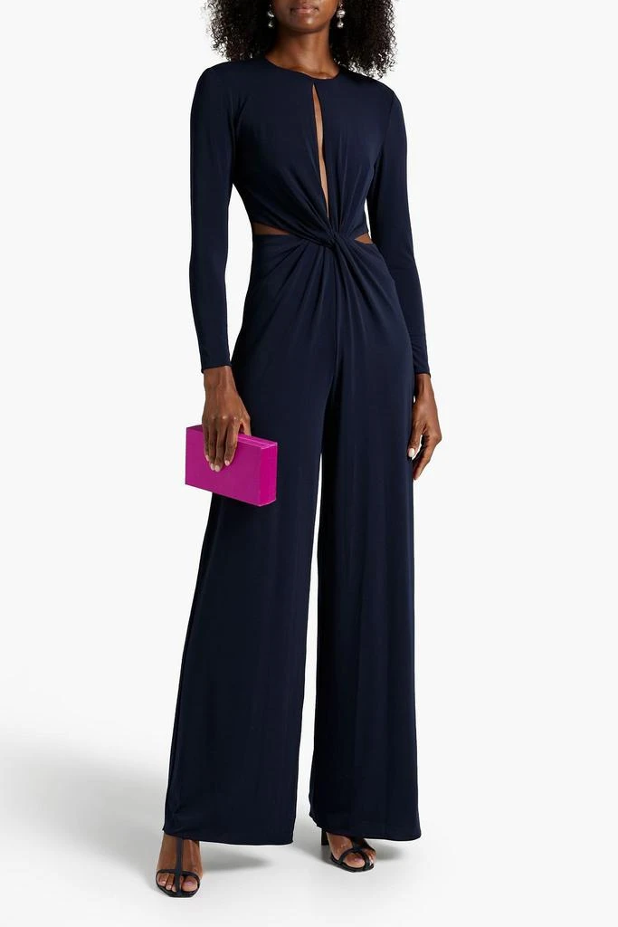 HALSTON Kathryn twist-front cutout jersey wide-leg jumpsuit 2