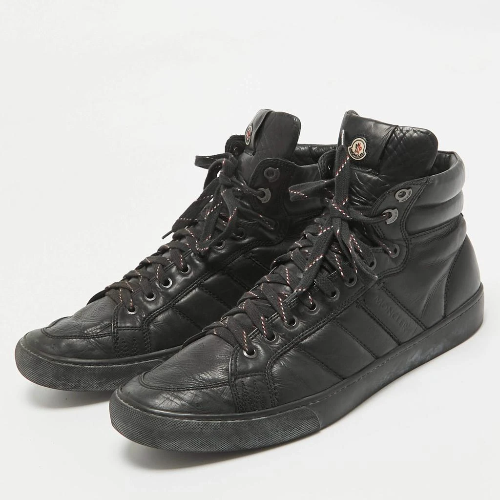 Moncler Moncler Black Leather High Top Sneakers Size 44 2
