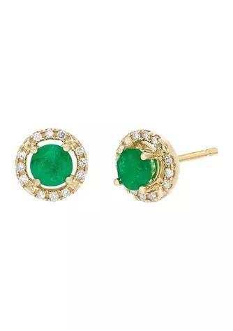 Gemminded 1 ct. t.w. Emerald and 1/8 ct. t.w. Diamond Earrings in 10K White Gold