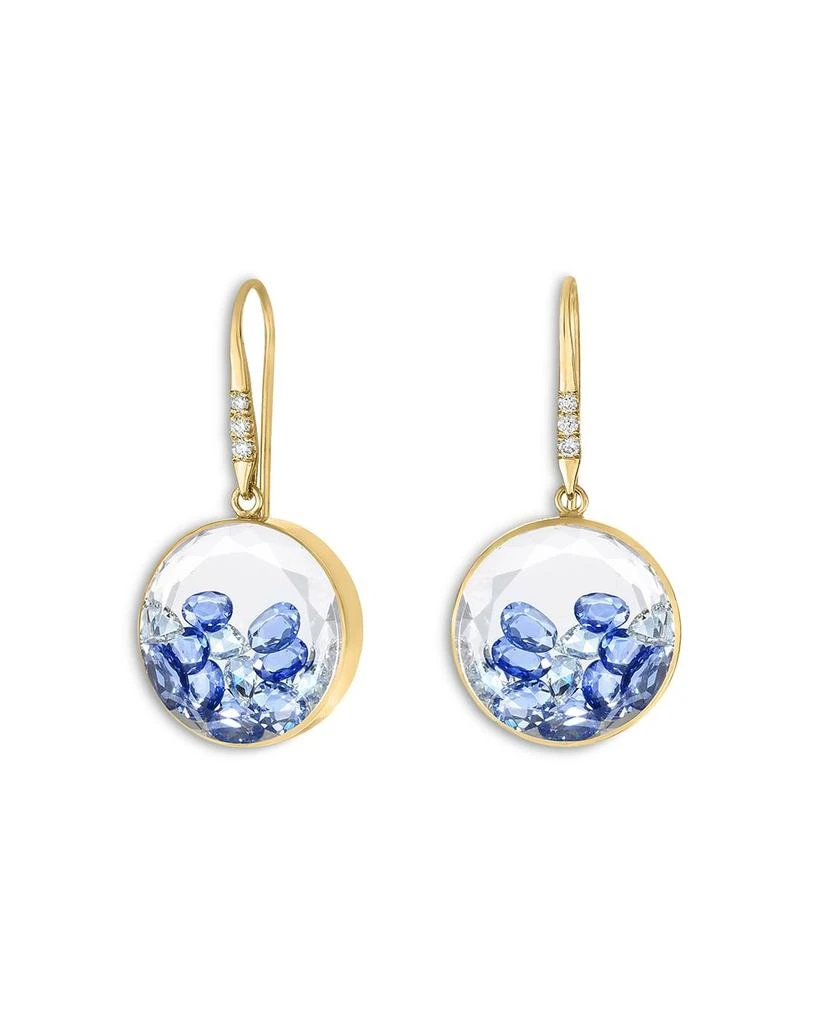 Moritz Glik 18K Yellow Gold Blue Sapphire 
Diamond Core 15 Huggie Hoop Earrings 1