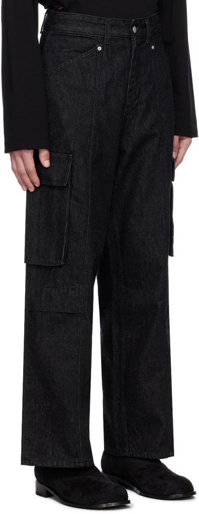 Youth Black Cargo Pocket Jeans