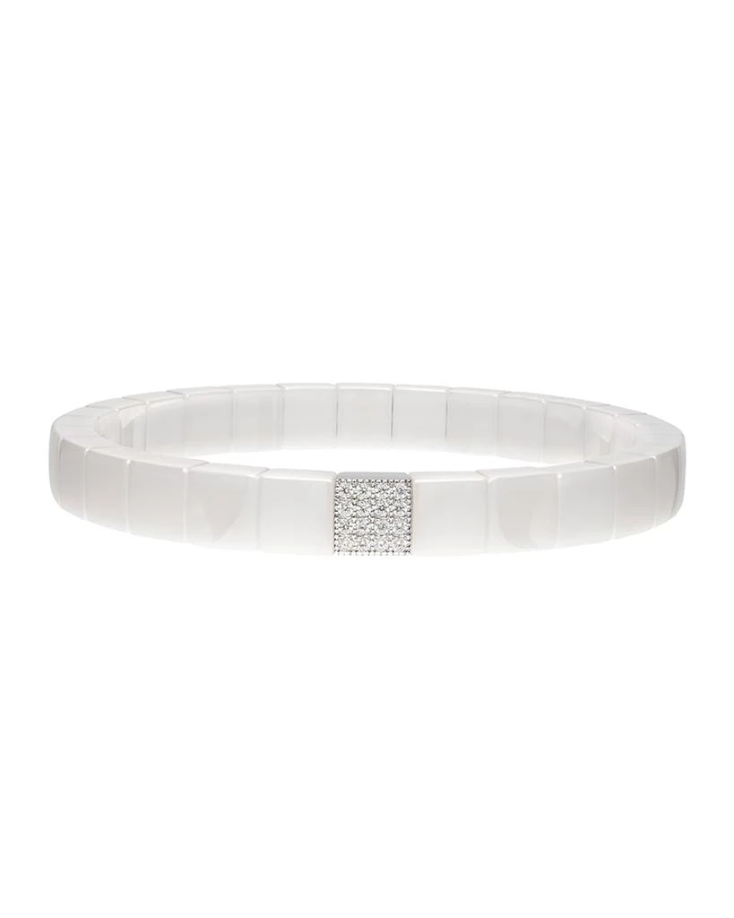 Roberto Demeglio SCACCO White Ceramic Diamond 1-Bead Stretch Bracelet 1