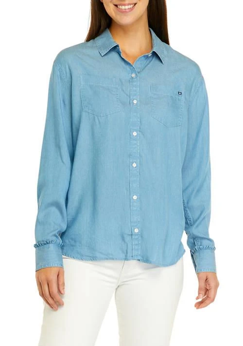 Crown & Ivy™ Ivy Womens Chambray Boyfriend Shirt 1
