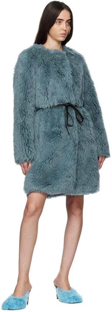 Yves Salomon Blue Belted Coat 4