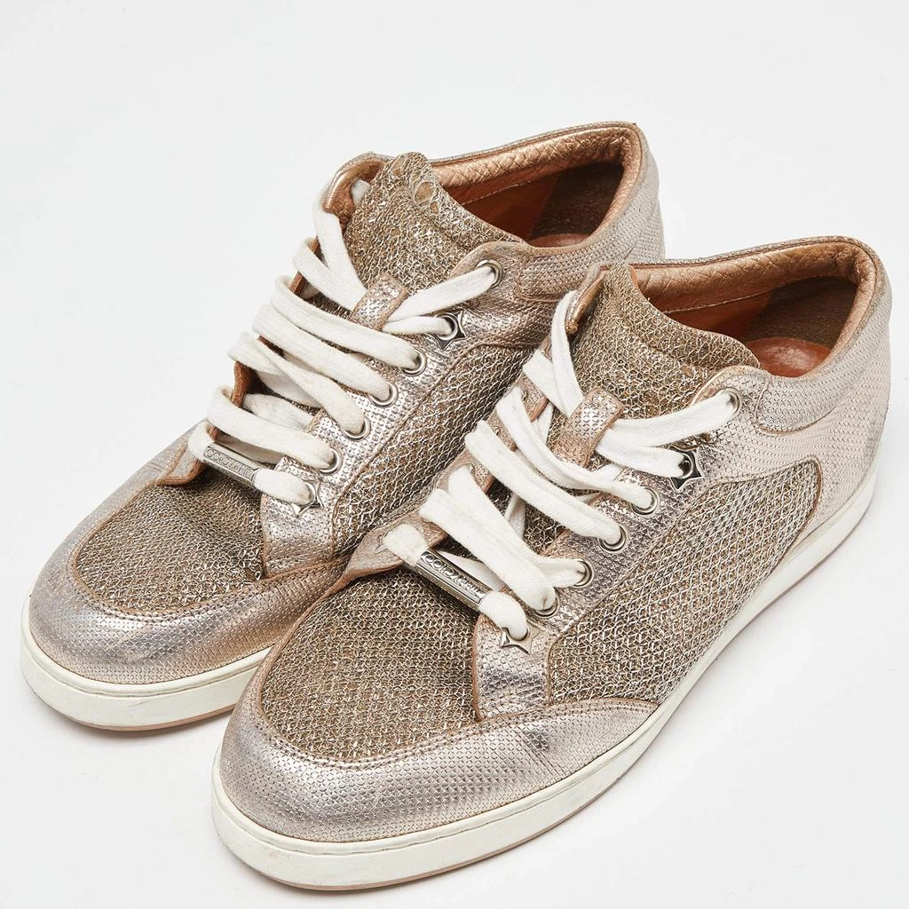 Jimmy Choo Jimmy Choo Rose Gold Leather and Glitter Miami High Top Sneakers Size 36 2