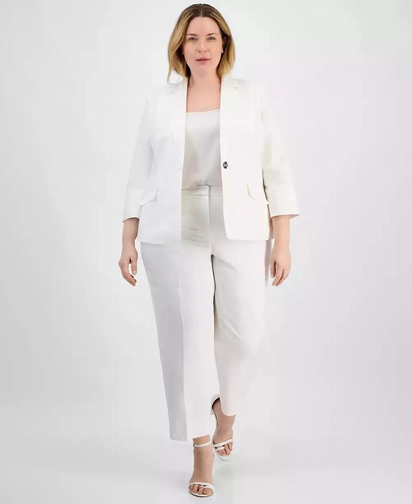 Kasper Plus Size Linen-Blend Blazer 2