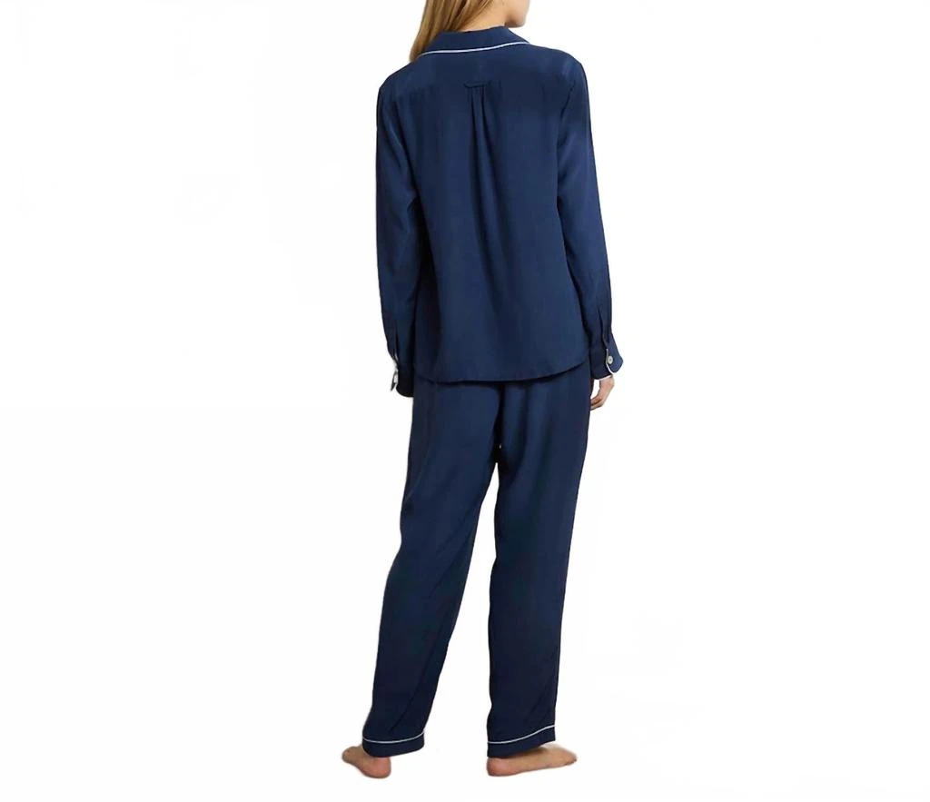 The Sleep Code Women
s Washable Silk Long Pj Set In Navy 2