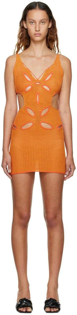 Danielle Guizio SSENSE Exclusive Orange Minidress 1