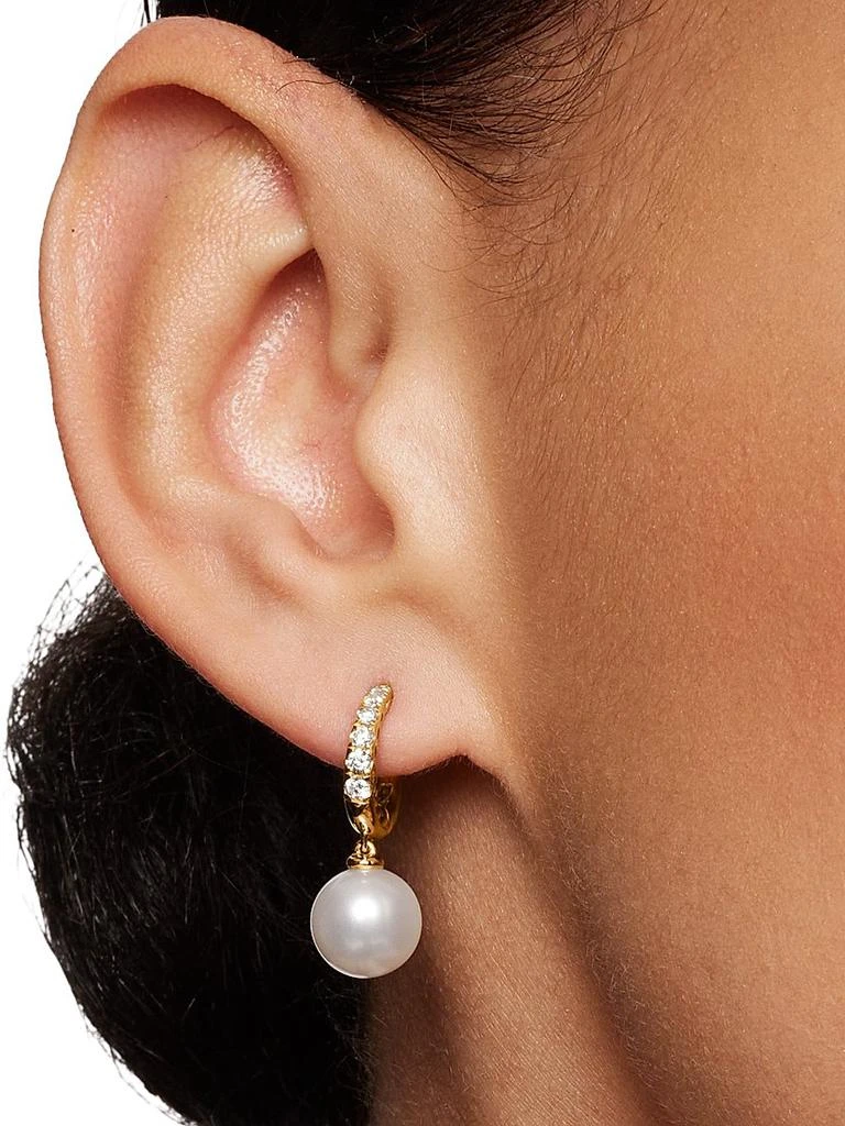 Shop Pearl and Pavé Drop Earrings in 18K Yellow Gold with Pearls