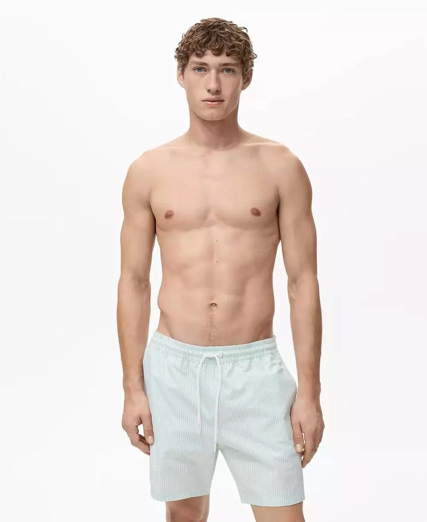 Mango Men's Seersucker Swimming Trunks 1