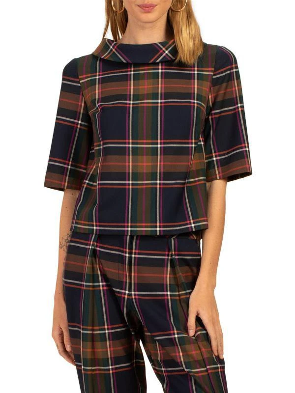 Trina Turk Kailee Plaid Short Sleeve Top 1