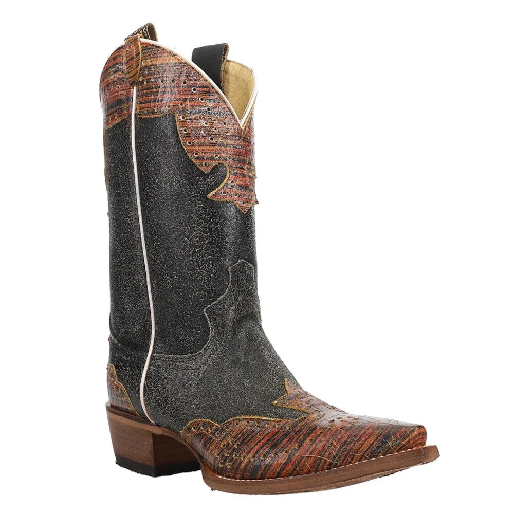 Justin Boots Vera Black Snip Toe Pull On Cowboy Boots 2