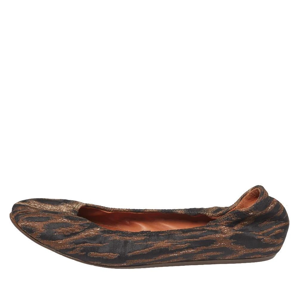 Lanvin Lanvin Black/Brown Brocade Fabric Leopard Print Ballet Flats Size 39 2