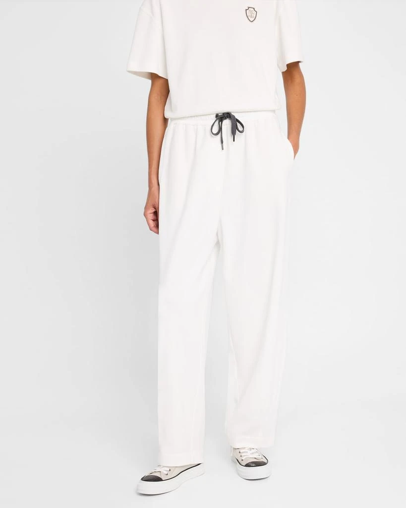 Brunello Cucinelli Piquet Fleece Wide-Leg Pull-On Tennis Pants 4