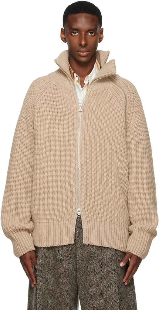Dries Van Noten Beige Zip Sweater 1