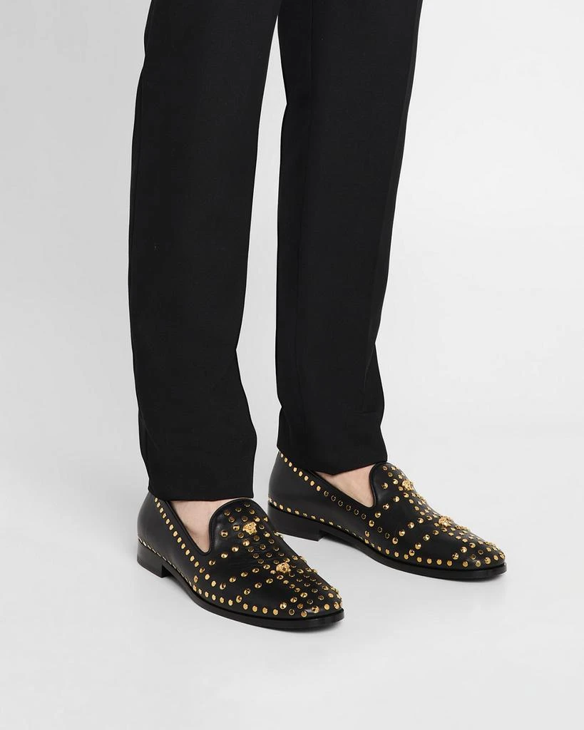 Versace Men's Studded Leather Medusa Smoking Slippers 2