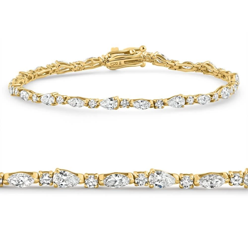 Pompeii3 4.10Ct Multi-Stone Diamond 7" Tennis Bracelet 14k Gold Lab Grown
