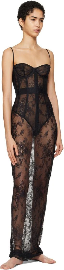 SKIMS Black Ultra Fine Lace Strapless Corset Long Maxi Dress 4