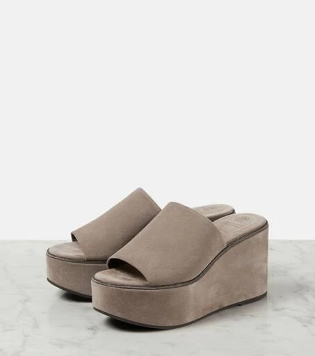 Brunello Cucinelli Suede platform slides 5