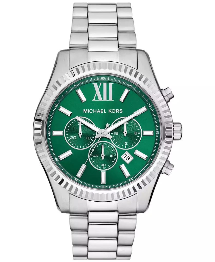 Michael Kors Men's Lexington Chronograph Silver-Tone Stainless Steel Watch 44mm 1
