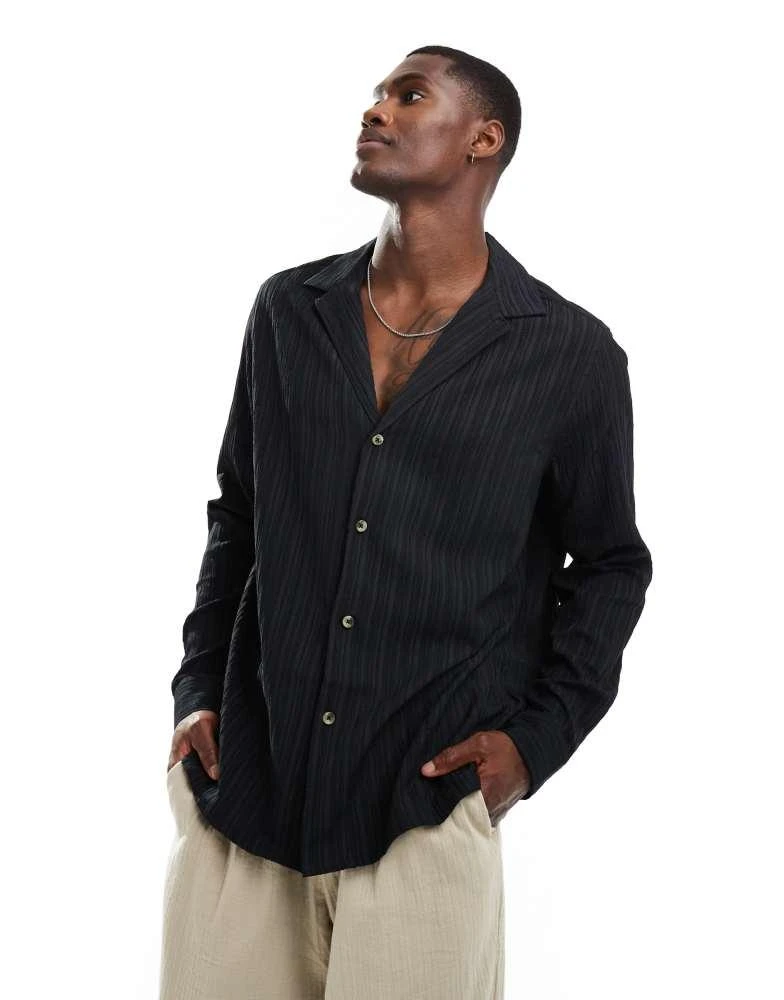 ASOS ASOS DESIGN relaxed revere shirt in black 1