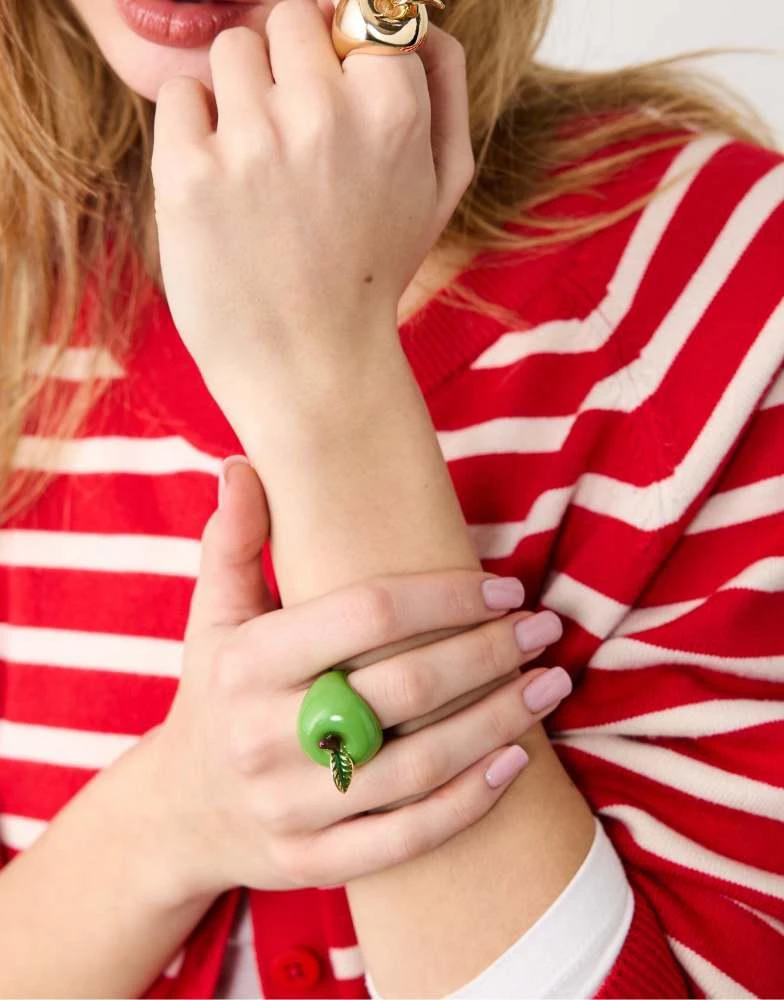 Stradivarius Stradivarius Set of 2 apple rings in aquamarine 3