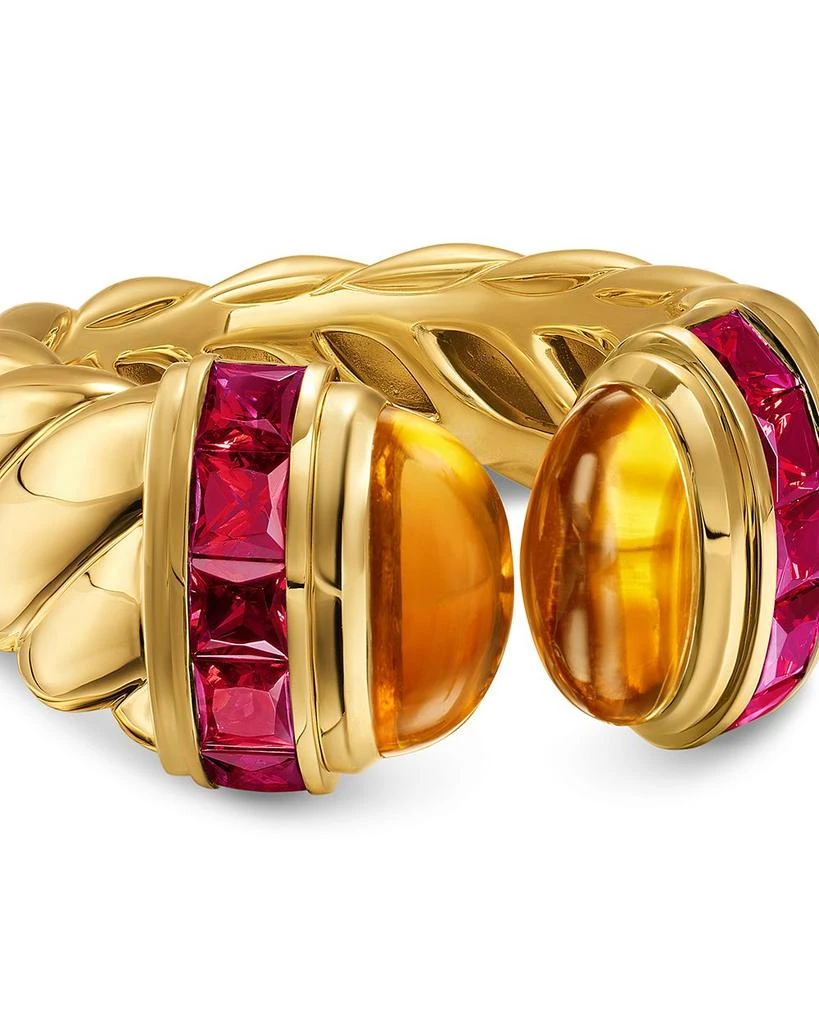 David Yurman Sculpted Cable Open Cocktail Ring in 18K Yellow Gold with Madeira Citrine and Rubellites, 12.4mm 4
