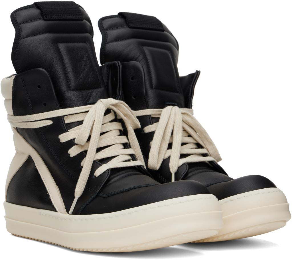 【Rick Owens】ブラック＆オフホワイト Hollywood Geobasket Rick Owens: Black & Off-White Hollywood Geobasket Sneakers