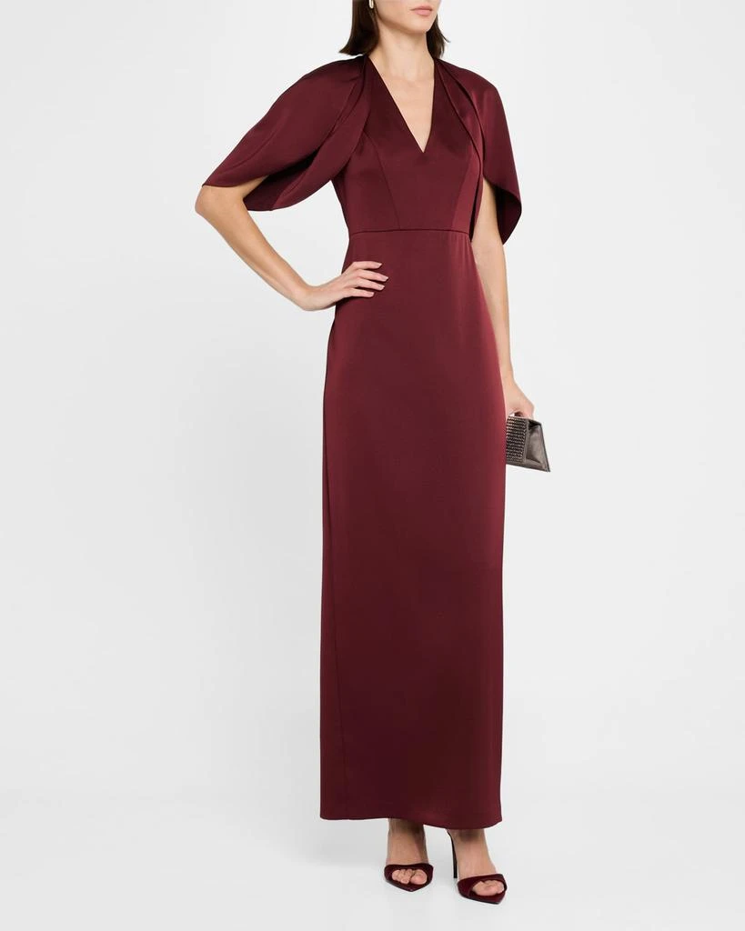 Aidan Mattox Tulip-Sleeve Crepe Back Satin Column Gown 2