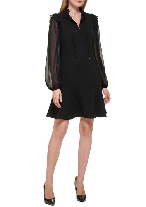 Tommy Hilfiger Hilfiger Womens Chiffon Blouson Sleeve Scuba Crepe Dress 1