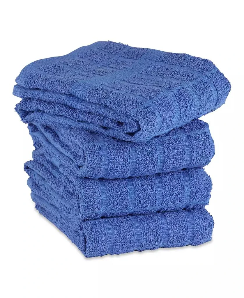 Design Imports Basic Terry Collection Windowpane Dishtowel Set, 16x26", Blueberry Solid, 4 Piece 5