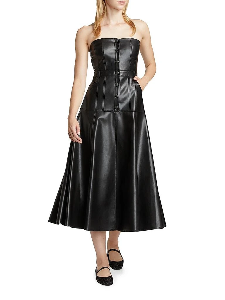 Cinq à Sept Veena Faux Leather Strapless Midi-Dress 2