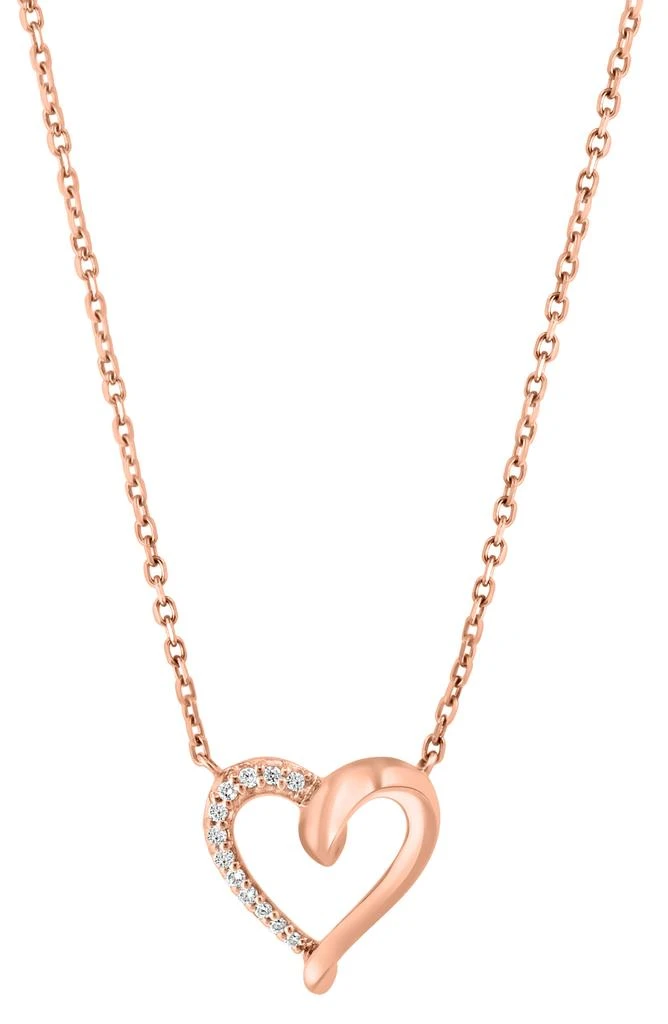 Effy 14K Rose Gold Diamond Open Heart Pendant Necklace - 0.04ct