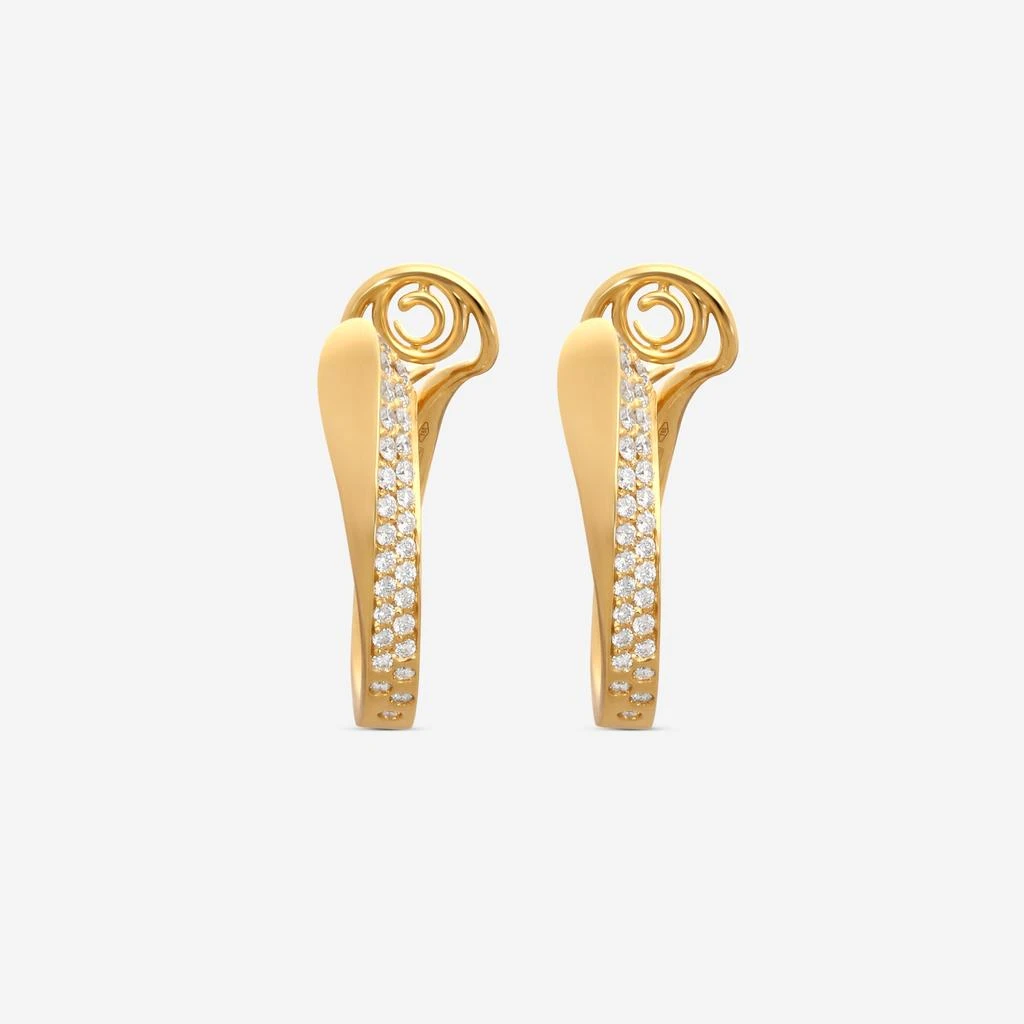 Crivelli Crivelli 18K Yellow Gold Diamond Curved Hoop Earrings E0186E 2