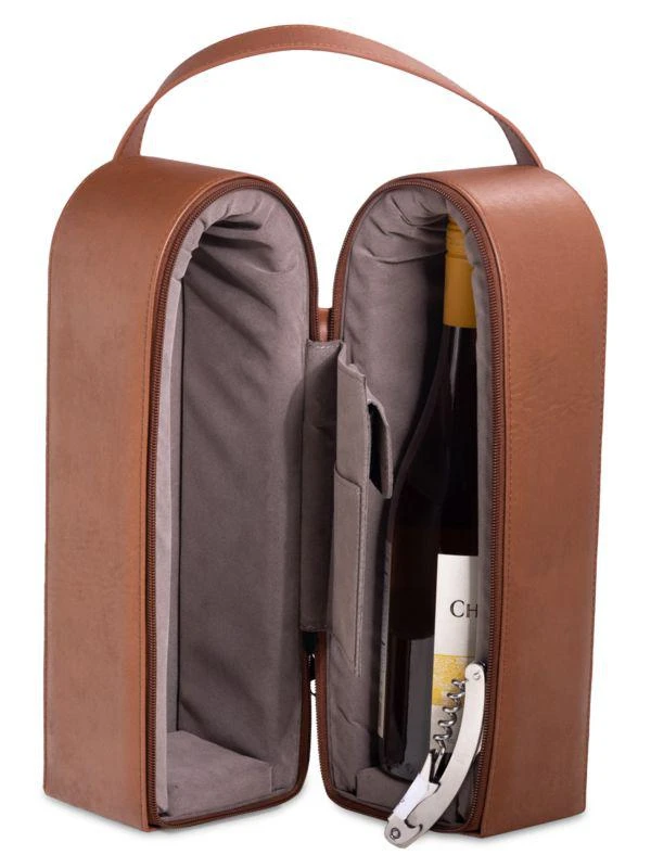 Bey-Berk Leather Wine Bottle Carrier Caddy Travel Bag & Tool Set 1
