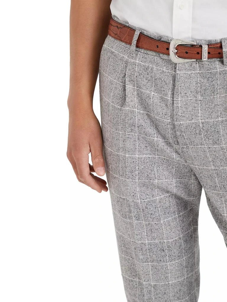 Brunello Cucinelli Prince of Wales Leisure Fit Trousers with Pleats 4
