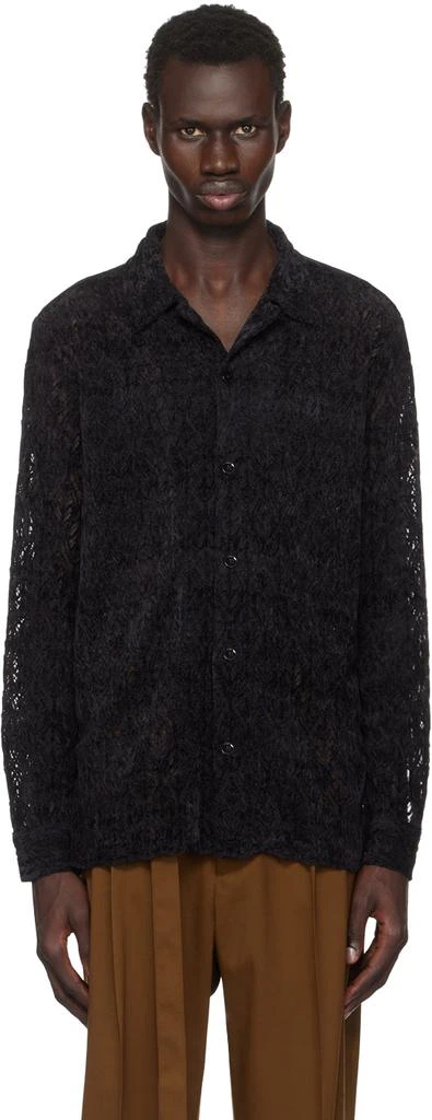 CMMN SWDN Black Rani Velvet Lace Shirt 1