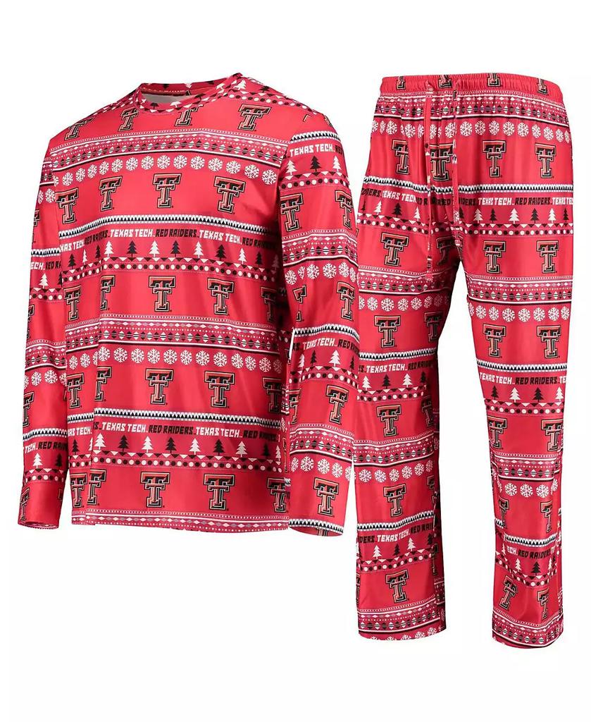 Concepts Sport Men's Red Texas Tech Red Raiders Ugly Sweater Long Sleeve T-shirt and Pants Sleep Set