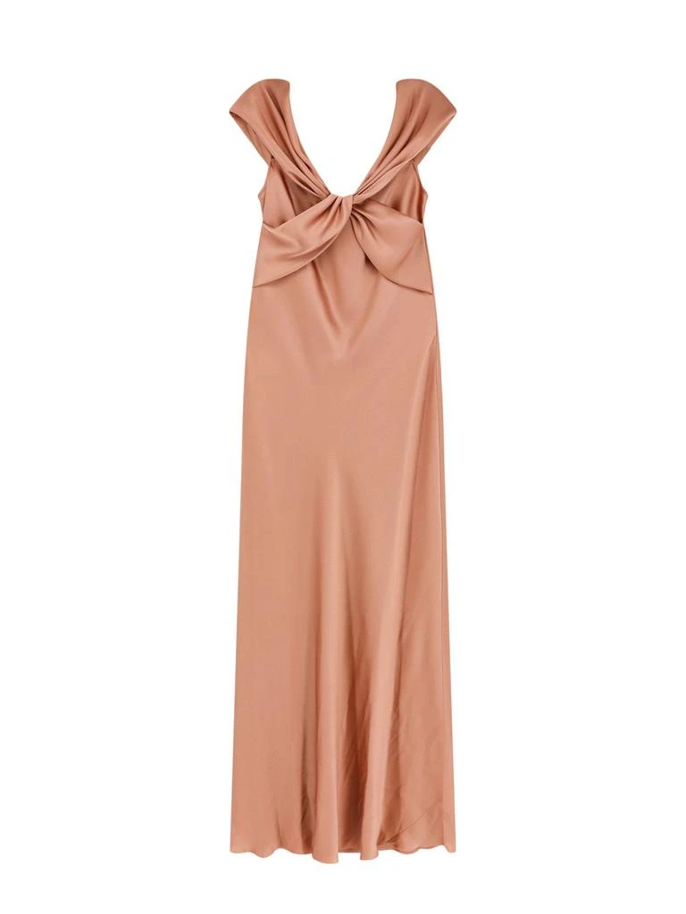Alberta Ferretti Alberta Ferretti Bow-Detailed Straight Hem Maxi Satin Dress 1