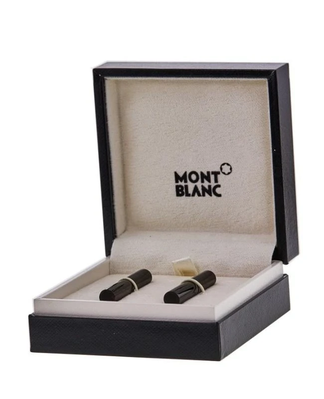 MontBlanc Montblanc Onyx Black Tone Steel Barrel Men's Cufflinks 105887 1