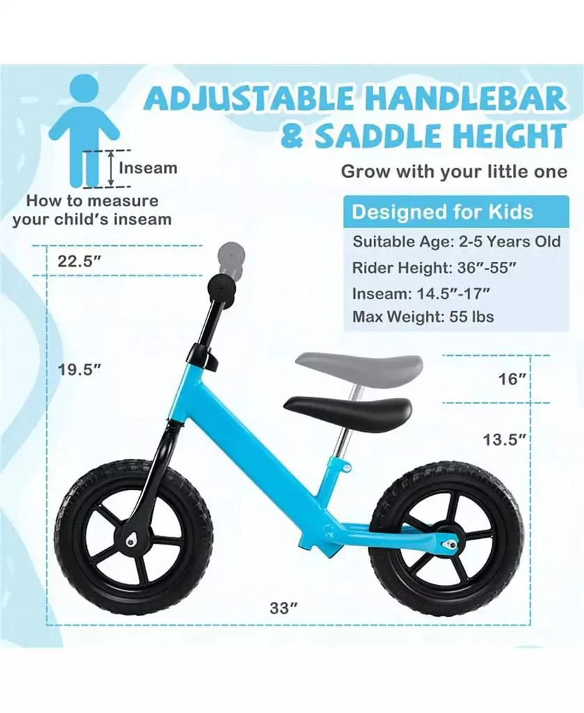 Mecale Lightweight Toddler Balance Bike No Pedal Training Bicycle-Blue 4