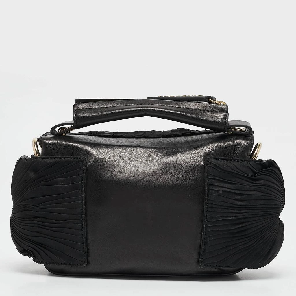 Givenchy Givenchy Black Leather and Satin Pleated Floral Clutch 5