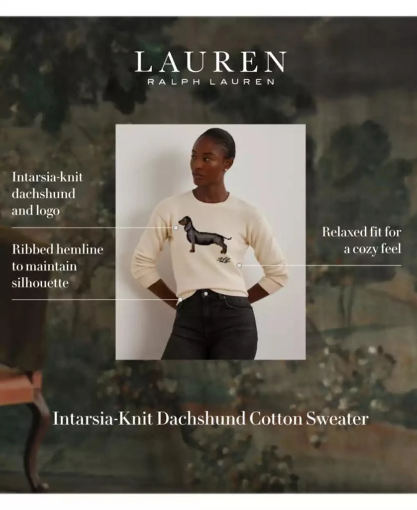 Ralph Lauren Women's Intarsia-Knit Dachshund Cotton Sweater, Regular & Petite 2