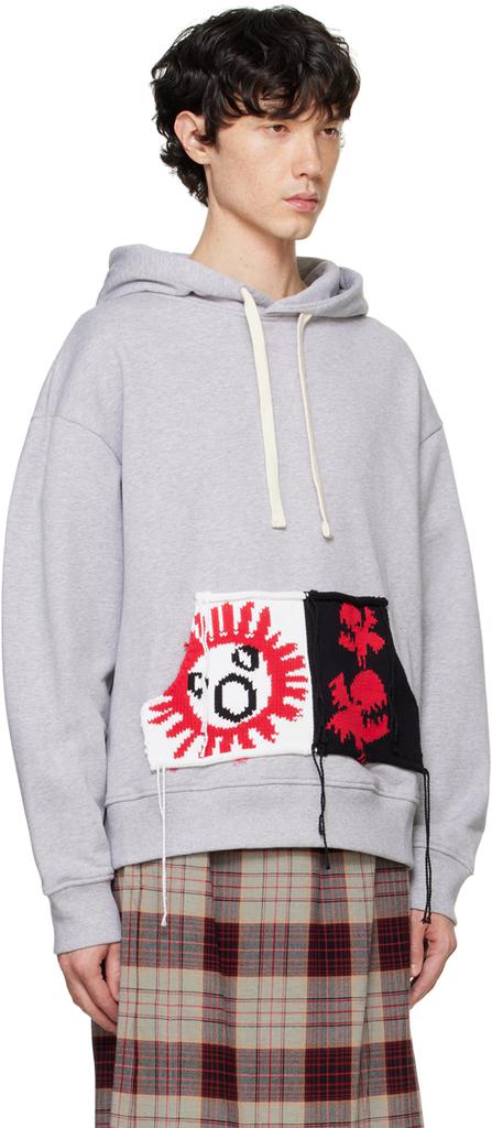 Charles Jeffrey Loverboy Gray Patch Rabbit Ears Hoodie
