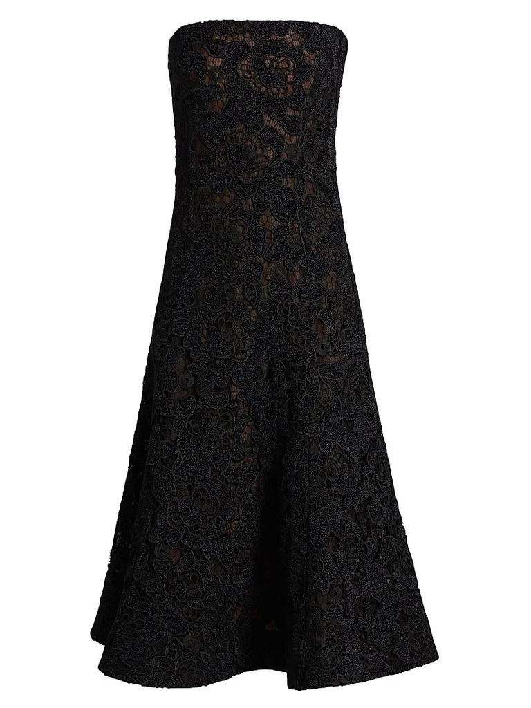 As It May Jules Metallic Lace Bandeau Midi-Dress - DARK NAVY - 12 (Large)