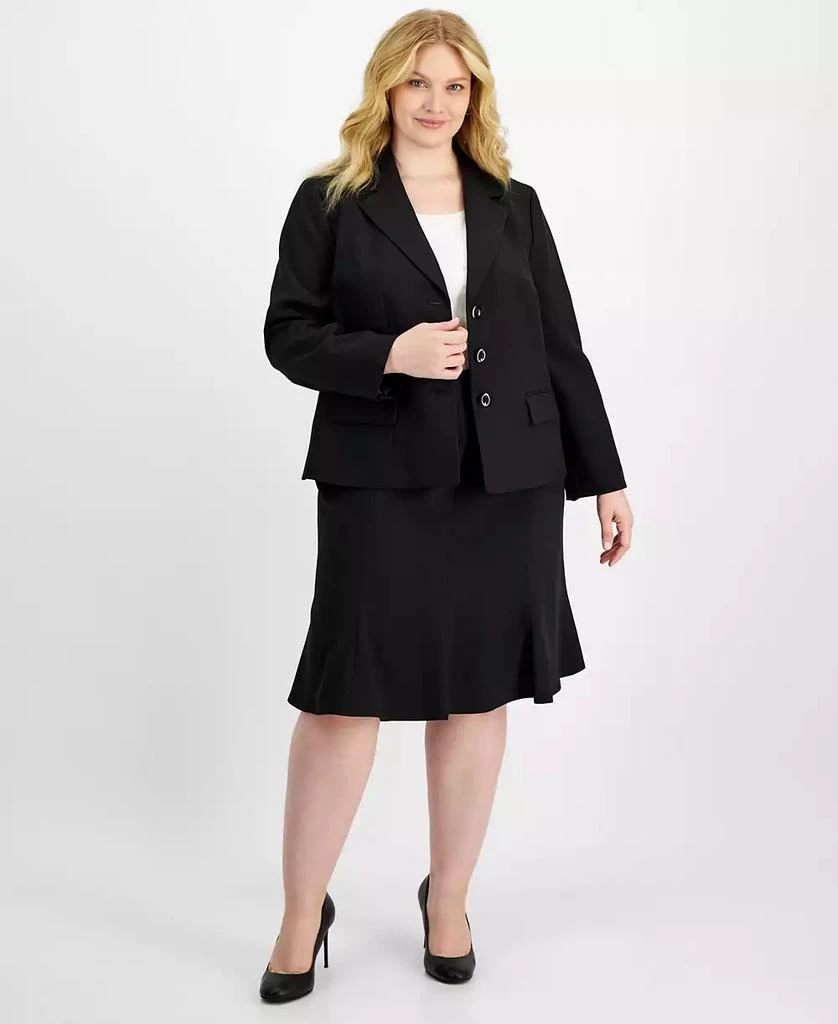 Le Suit Plus Size Three-Button Jacket & Skirt Suit 1