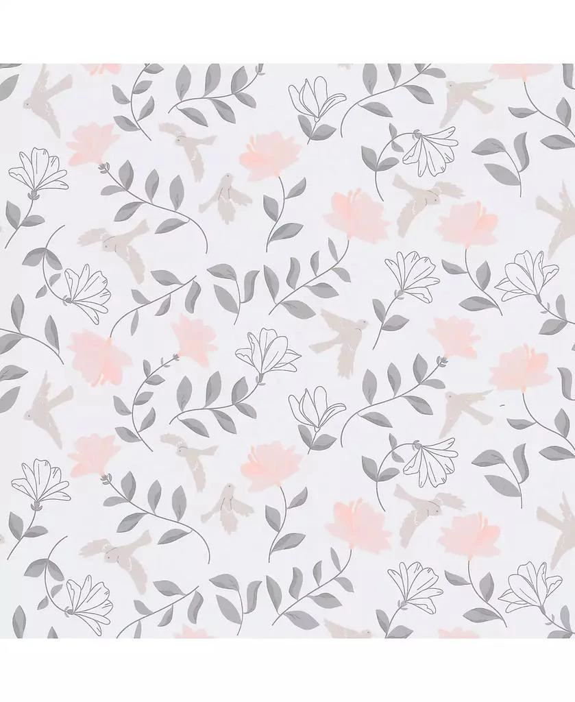 Lambs 
Ivy Petals White/Pink/Gray Floral 100% Cotton Fitted Crib/Toddler Sheet 2
