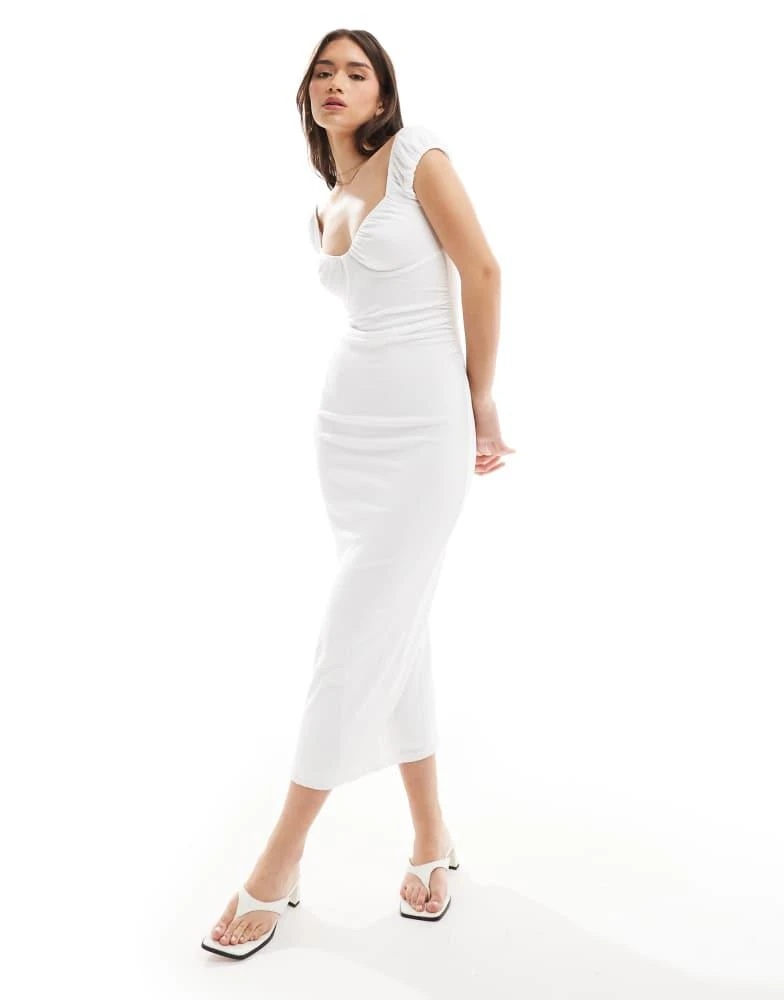 Bershka Bershka milkmaid maxi dress in ecru - Dresses & Skirts - BeyondStyle