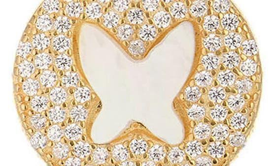 Gabi Rielle 14K Gold Vermeil CZ & Mother of Pearl Butterfly Earrings