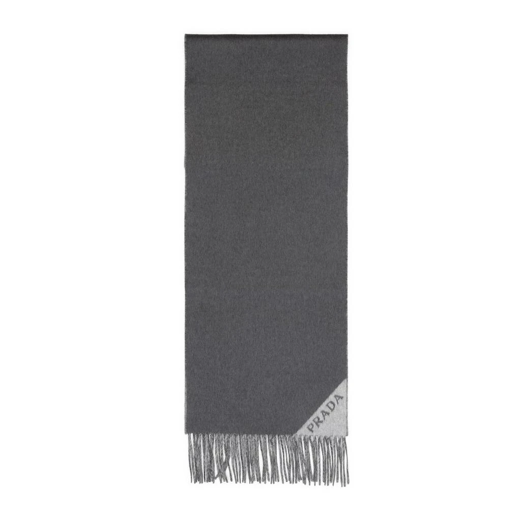 Prada Prada Logo Jacquard Fringed Edge Scarf 1